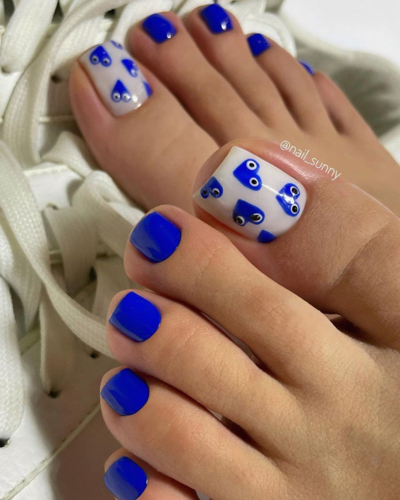 royal blue toe nail designs