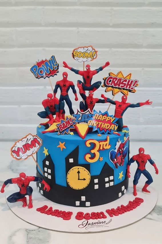 Round Fondant Spiderman Cake 1kg Vanilla