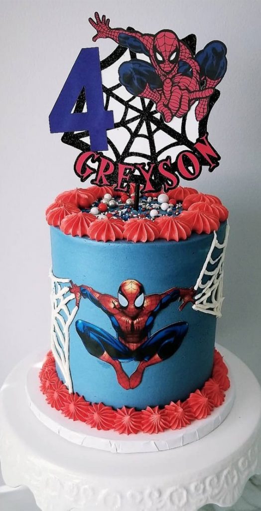 20+Spiderman Birthday Cake Ideas : Black Spider Web