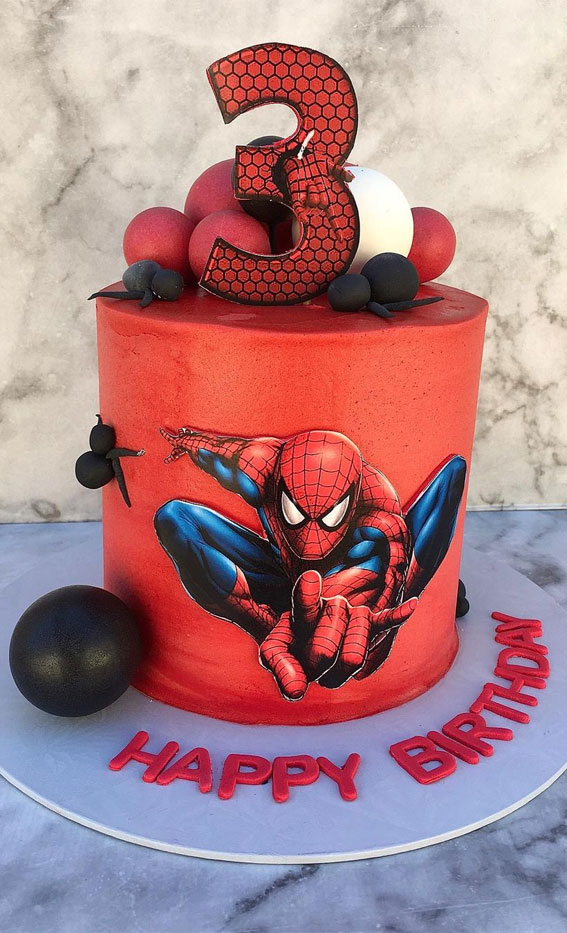 Spider Man Theme Cake w/ Moist Chocolate Cake & MCS Chocolate Frosting |  Mien Cherry Sweets