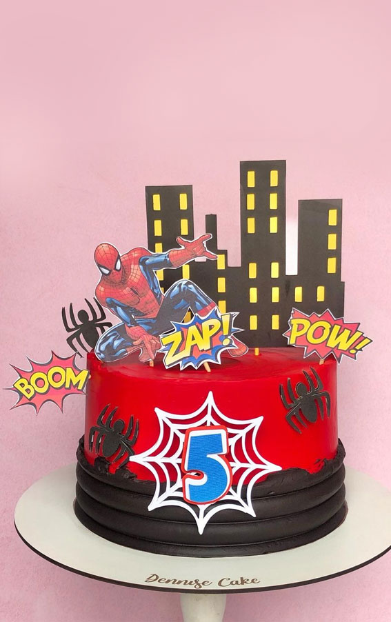 20+Spiderman Birthday Cake Ideas : Red Spiderman Cake