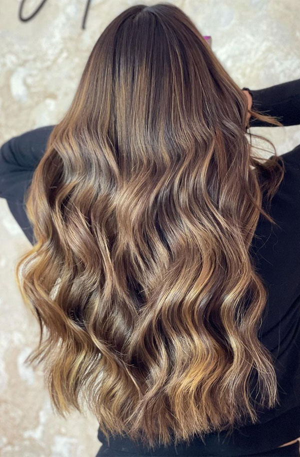 32 Beautiful Golden Brown Hair Color Ideas : Balayage Golden Hair