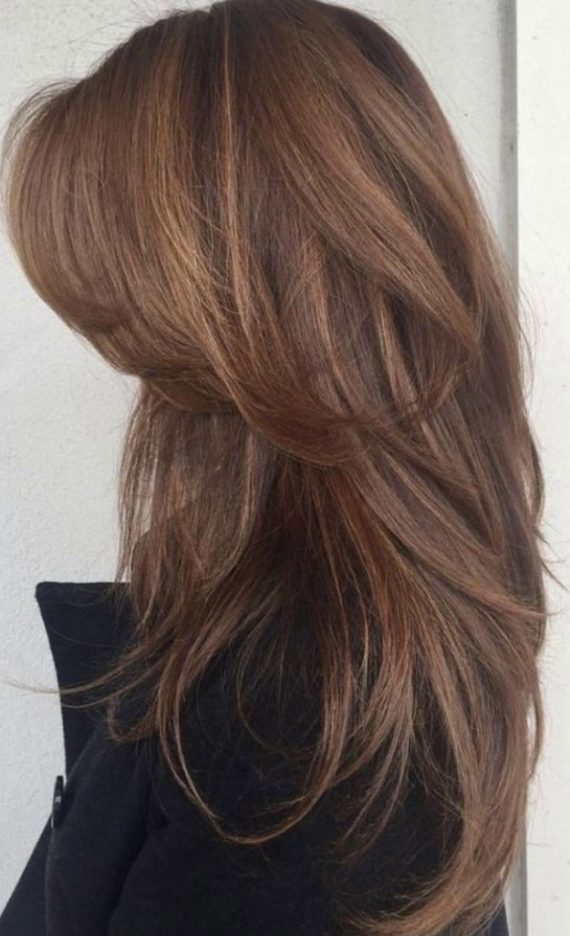 40 Trendiest Hair Colors for 2022 : Brown Tone Layered Cut with Curtain ...