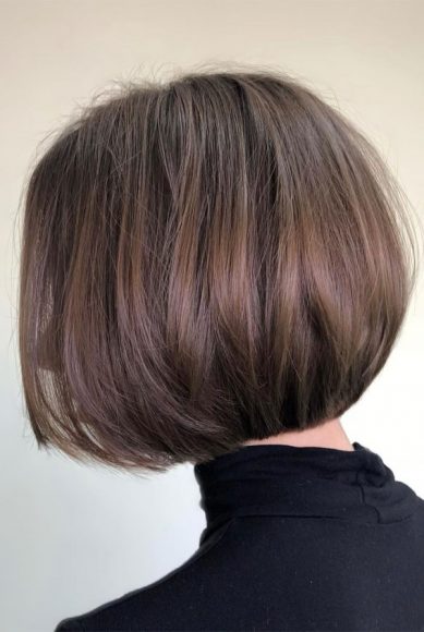 50 Short Hairstyles That Looks so Sassy : Chocolate Brown Beveled Bob