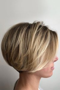 50 Short Hairstyles That Looks so Sassy : Short Blonde Layered Bob Haircut