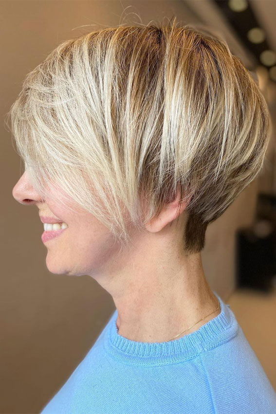 50 Short Hairstyles That Looks so Sassy : Pixie Bob with Long Bangs for over 50