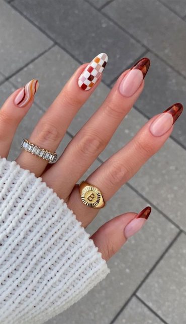 The 40 Cutest Nail Art Designs For All Age : Mixed Brown Nail Art Design