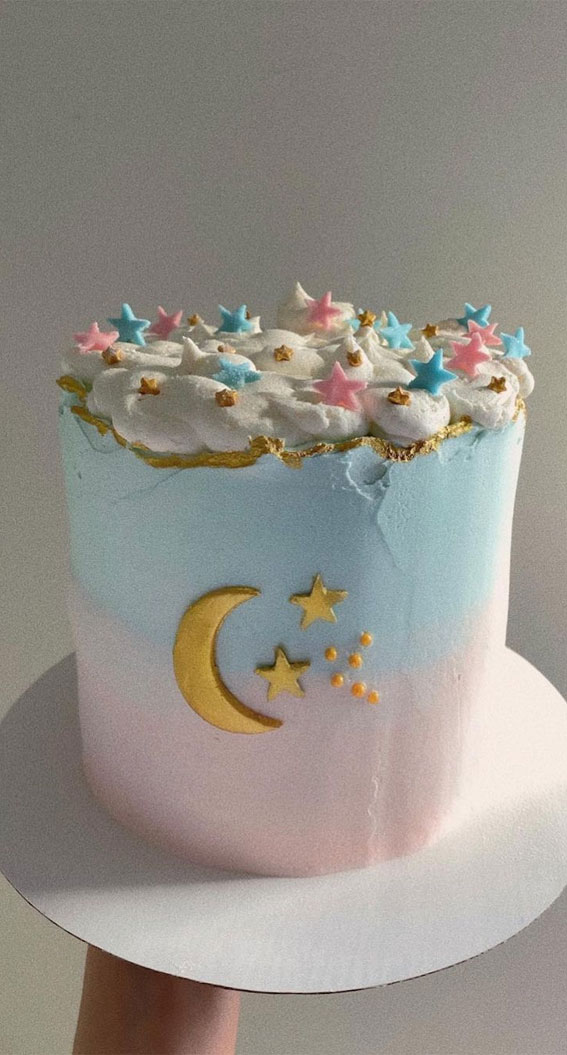 40 Cute Minimalist Cake Designs for Any Celebration : Gender Reveal Cake