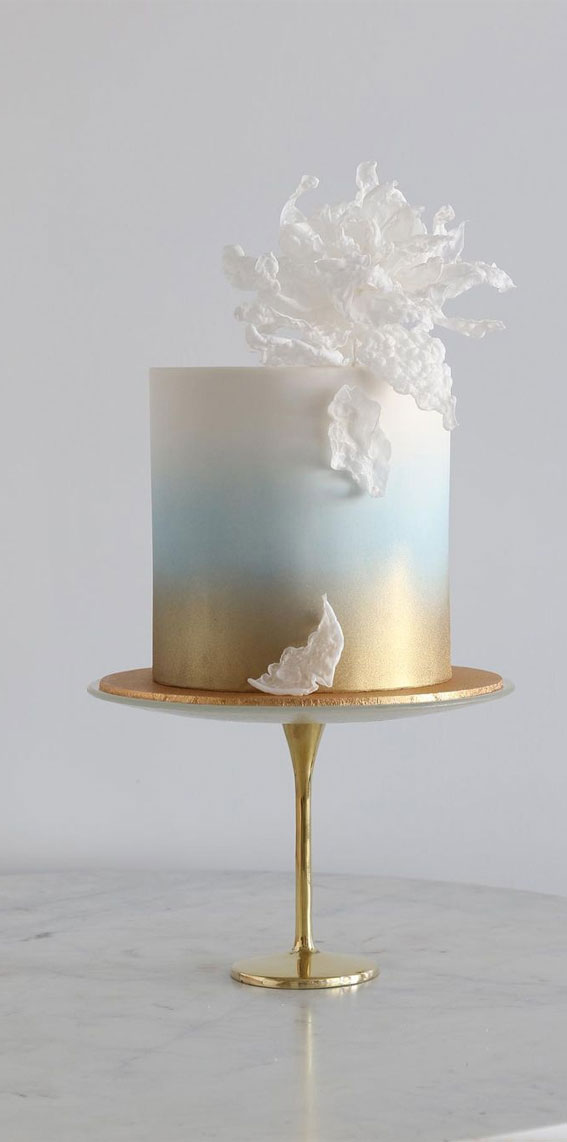 blue and gold ombre cake, 60th birthday cake, simple cake designs, accordion ganache textured cake, minimalist cake birthday,  minimalist wedding cake, minimalist cake design, minimalist cake white, minimalist cake