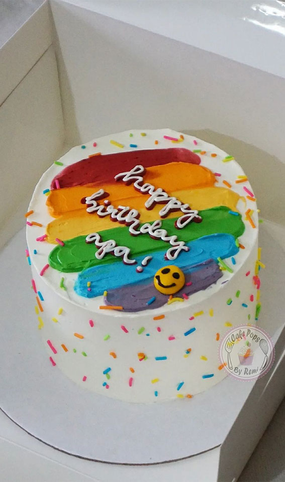 40 Cute Minimalist Cake Designs for Any Celebration : Rainbow Buttercream Cake