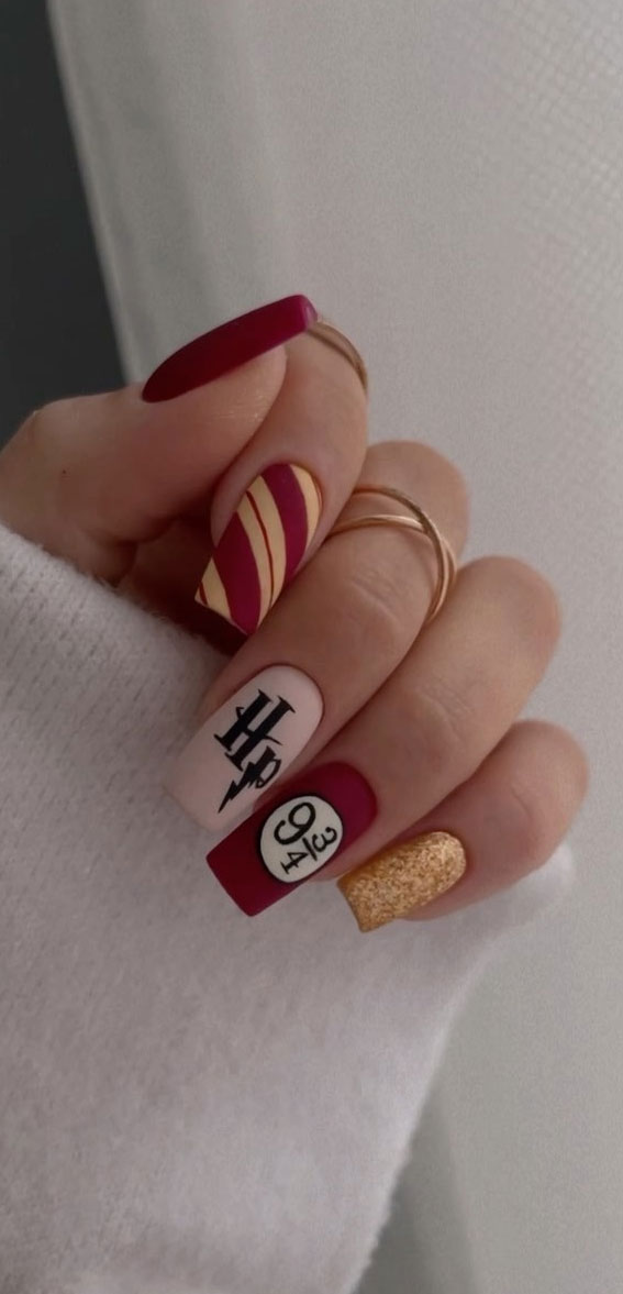 The 40 Cutest Nail Art Designs For All Age : Harry Potter Inspired Nail Art