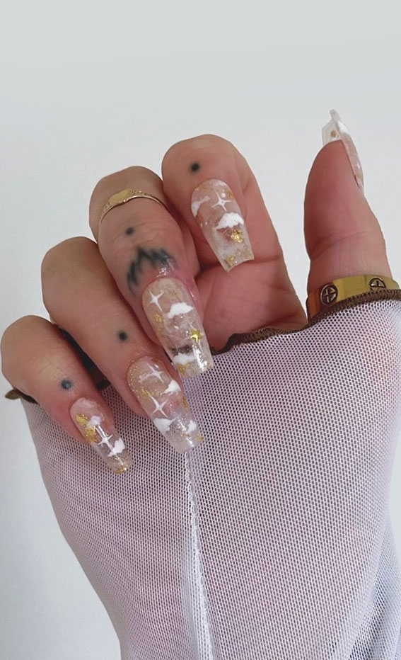 The 40 Cutest Nail Art Designs For All Age : Clear Cloud Nails