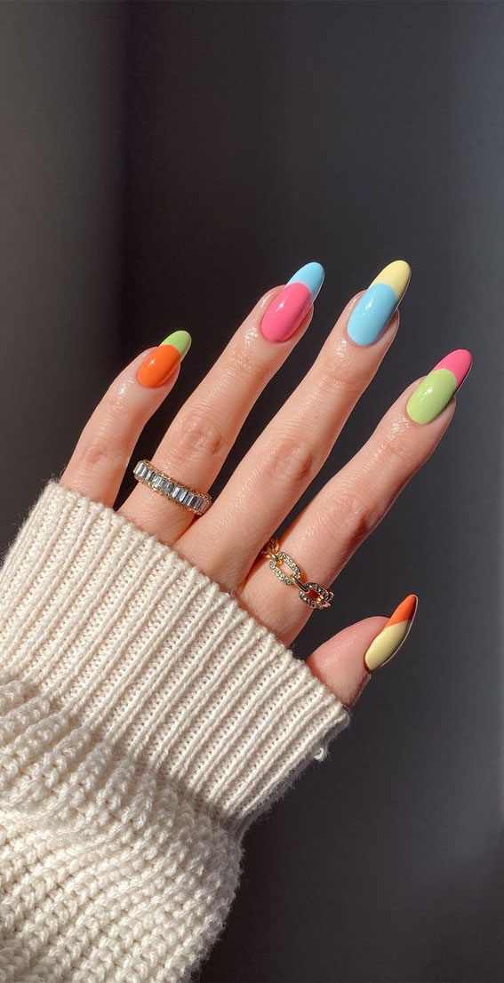 30 Best Spring Nail Ideas For 2022 : Pretty French Cheerful Spring Vibe