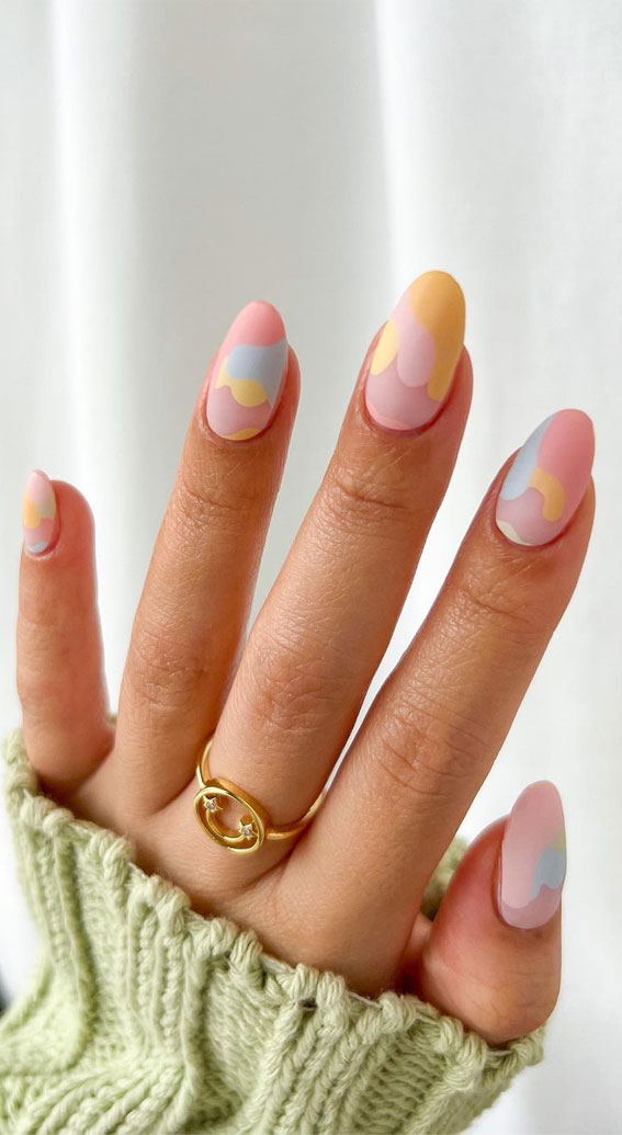 30 Best Spring Nail Ideas For 2022 : Pastel Abstract Nail Art