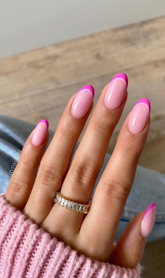 30 Best Spring Nail Ideas For 2022 : Pink French Tip Nails