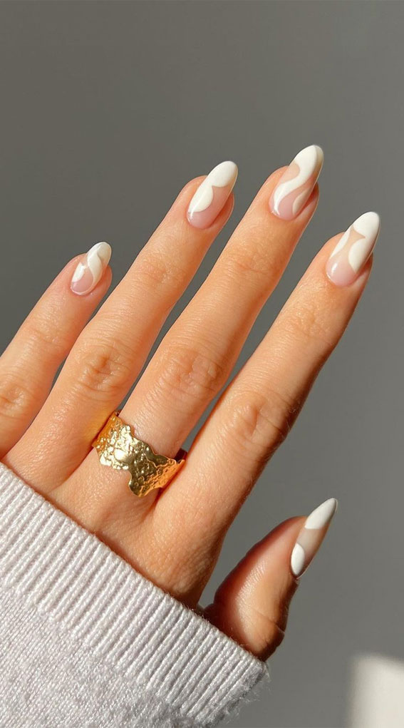 42 Cute Summer Nails For 2022 For Every Style White Abstract Almond Nails