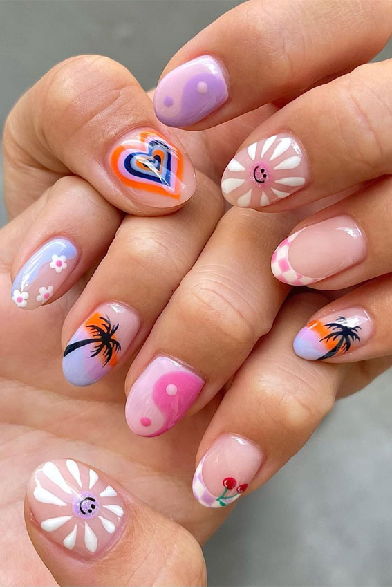 42 Cute Summer Nails For 2022 For Every Style : Tropical Vibe