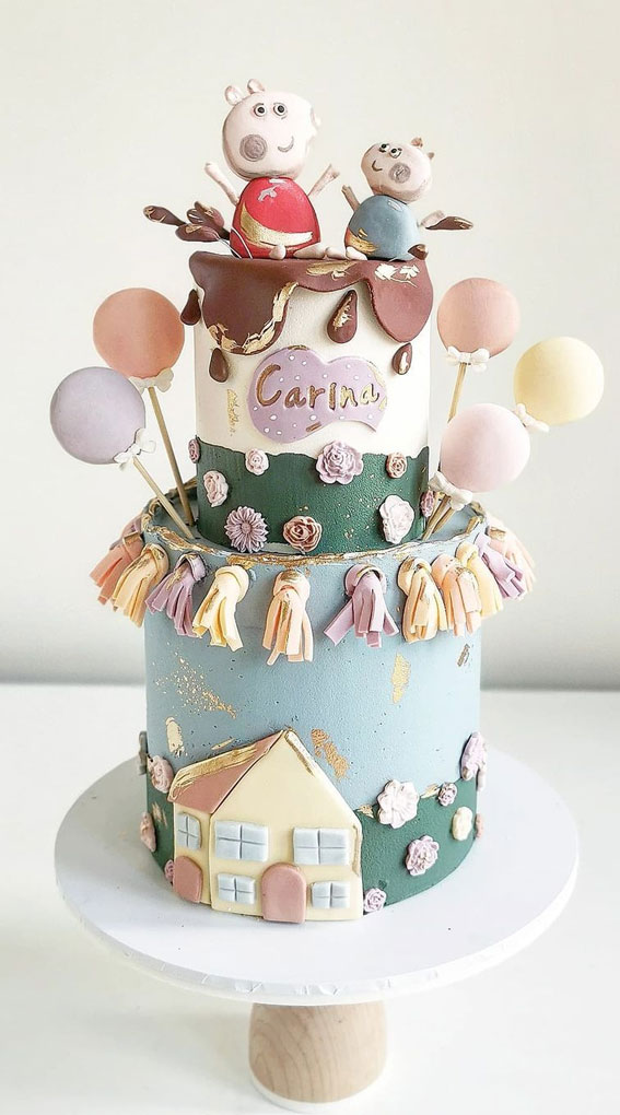 50 Best Birthday Cake Ideas in 2022 : Two-Tiered Peppa Pig Cake