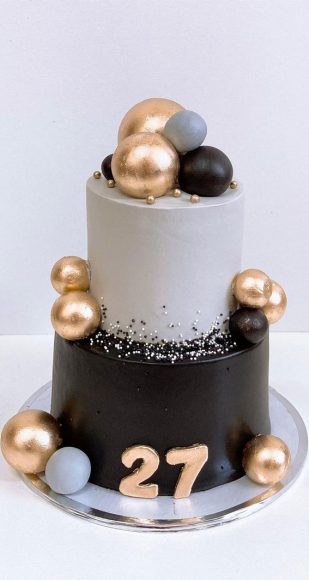 50 Best Birthday Cake Ideas in 2022 : Grey and Black Birthday Cake