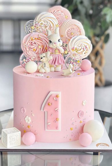 50 Best Birthday Cake Ideas in 2022 : Pink Baby 1st Birthday Cake