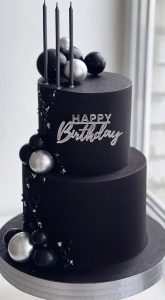 50 Best Birthday Cake Ideas in 2022 : Black Two-Tiered Birthday Cake