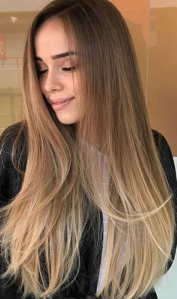50 Exciting Hair Colour Ideas & Hairstyles for Brunettes : Ombre Caramel  Brown Long Bob
