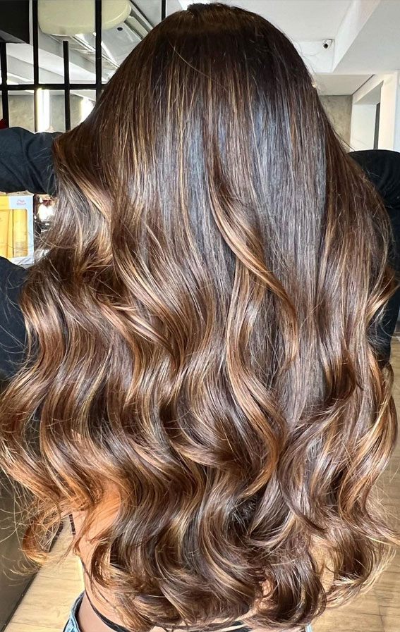 50 Cute New Hair Color Trends 2022 : Golden Brown + Milk Choco Base