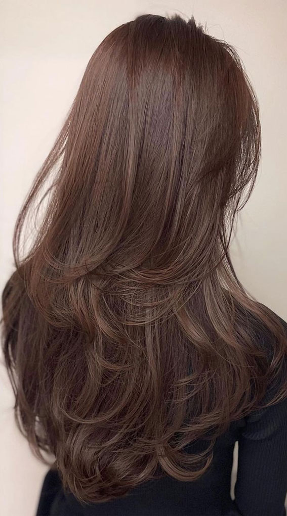 50 Cute New Hair Color Trends 2022 Amber Brown Beige Layered Haircut