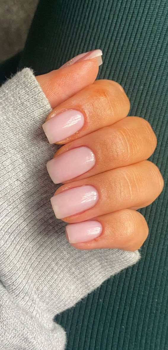 27 Barely There Nail Designs For Any Skin Tone : Short Square Barely-There Nails