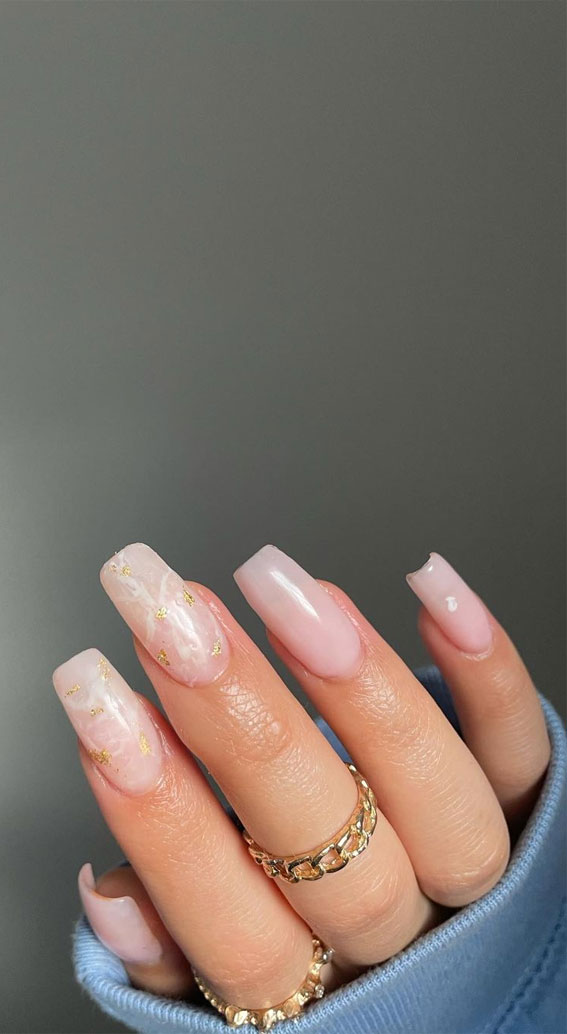 27 Barely There Nail Designs For Any Skin Tone : Creamy Pink Sheer Nails