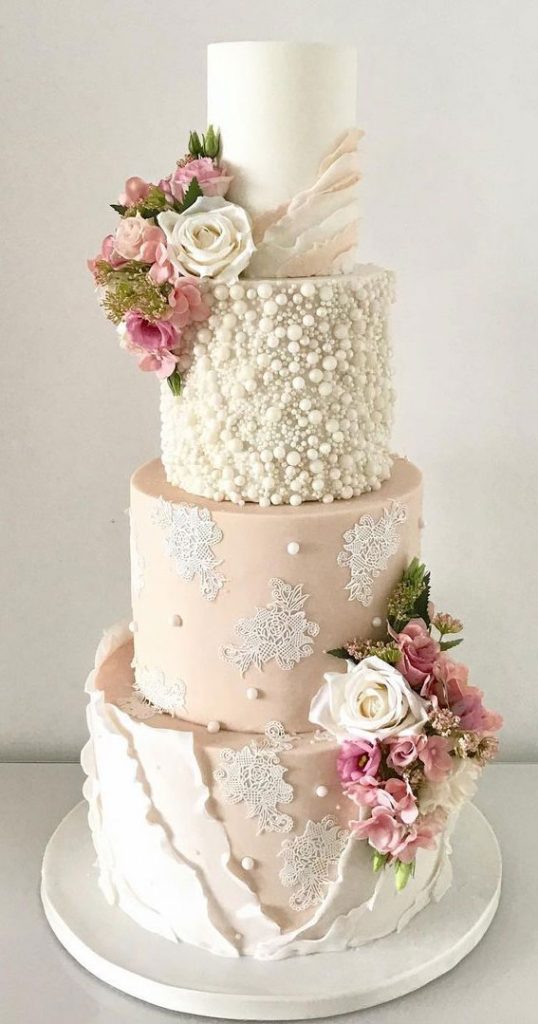 50 Timeless Pearl Wedding Cakes Pearls Lace, Frills & Florals