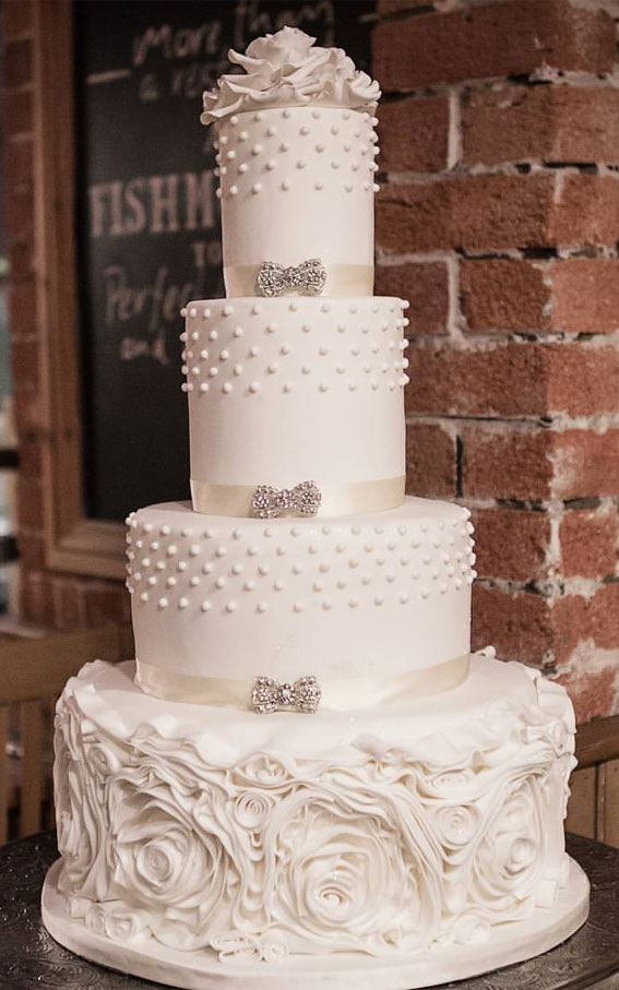 50 Timeless Pearl Wedding Cakes : Four Tier Grand Cake with Pearls