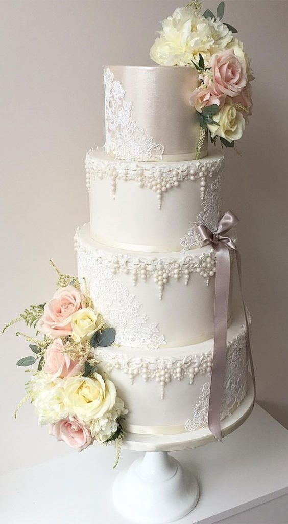 50 Timeless Pearl Wedding Cakes Delicate Pearls Sweet Avalanche Roses