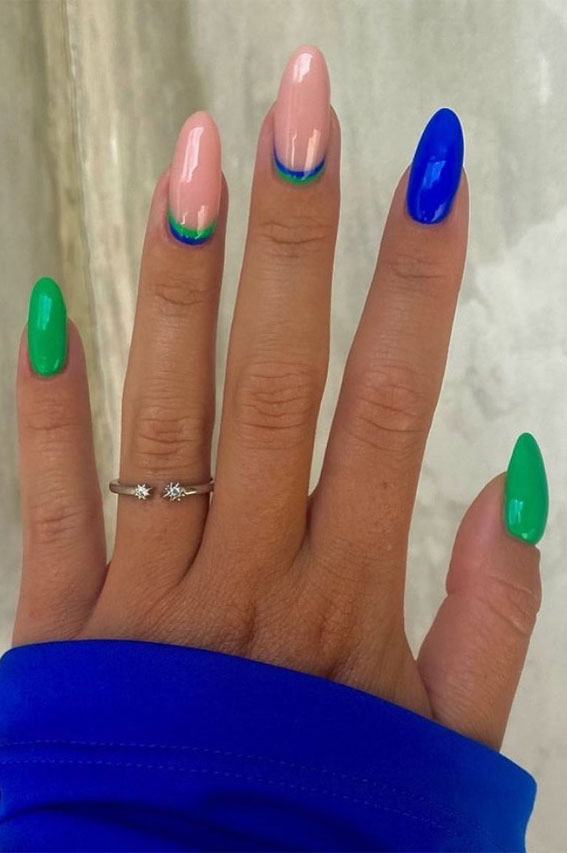 Blue and outlet green nails