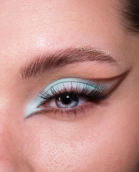 47 Cute Makeup Looks to Recreate : Brown and Mint