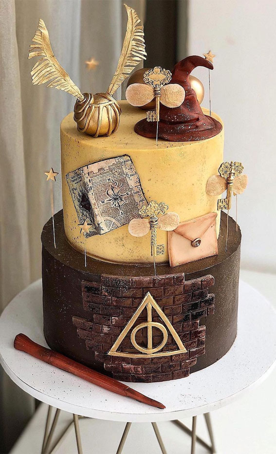 33 Best Harry Potter Cakes in 2022 : Rustic Two-Tier Cake