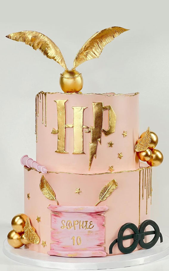 33 Best Harry Potter Cakes in 2022 : Two-Tier Pink Cake