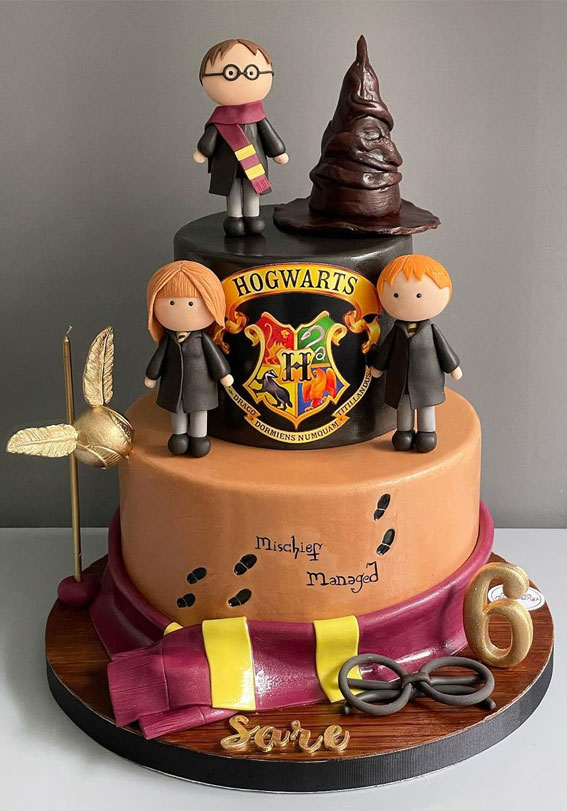 37 Best kids Birthday Cake Ideas : Two Tier Harry Potter Cake