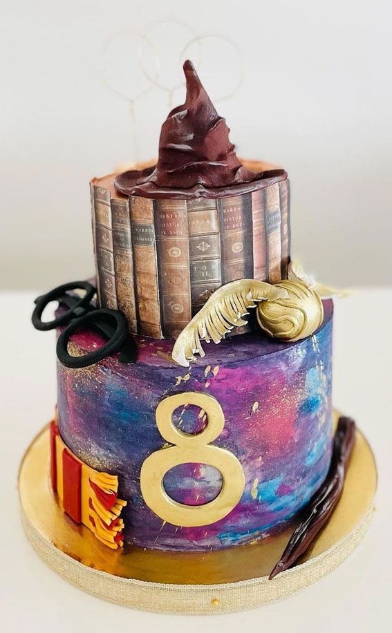 33 Best Harry Potter Cakes in 2022 : Two-Tier Multicoloured Cake