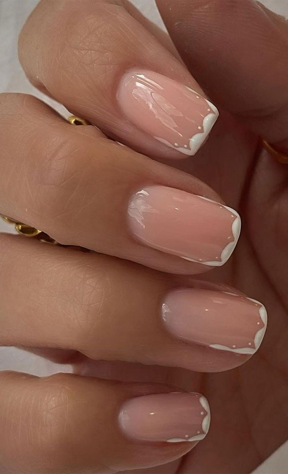 40 Awesome Nail Ideas You Should Try : White Scallop Tip Nails