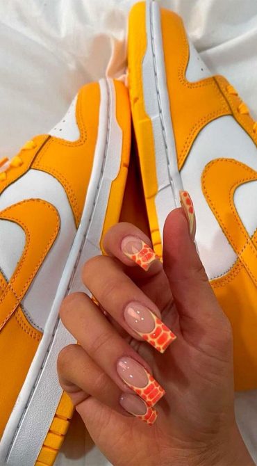 35 Cute Orange Nail Ideas To Rock In Summer Croc Print Frenchies