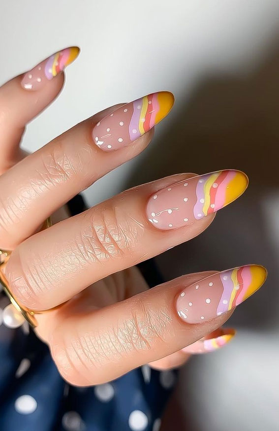 40 Awesome Nail Ideas You Should Try : Dotty & Colourful Tips