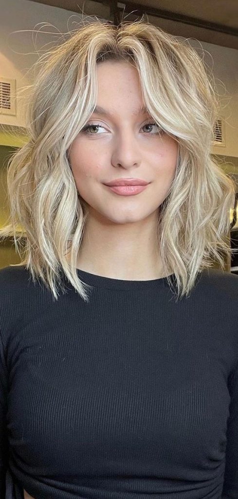 40 Trendy Lob Haircuts & Hairstyles in 2022 : Textured Blonde Lob with ...