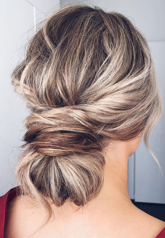50 Stunning Updos For Any Occasion in 2022 : Textured Messy Low Bun