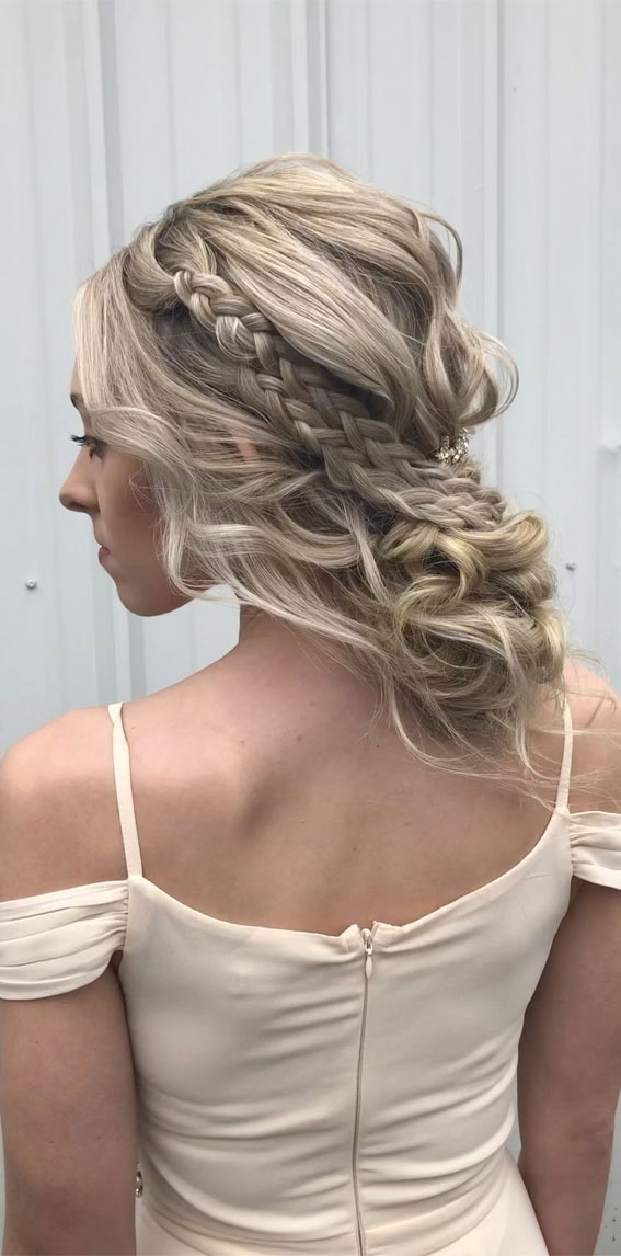 50 Stunning Updos For Any Occasion in 2022 : Braids + Low Messy Bun