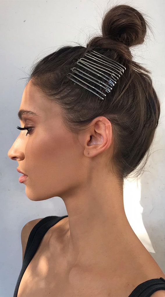 50 Stunning Updos For Any Occasion in 2022 : Top knots + Over sized clips