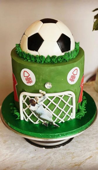 45 Awesome Football Birthday Cake Ideas : Green Cake Topped with Football