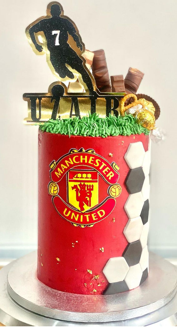 45 Awesome Football Birthday Cake Ideas : Red Manchester United Cake