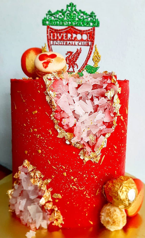 45 Awesome Football Birthday Cake Ideas : Red velvet cake + White chocolate ganache