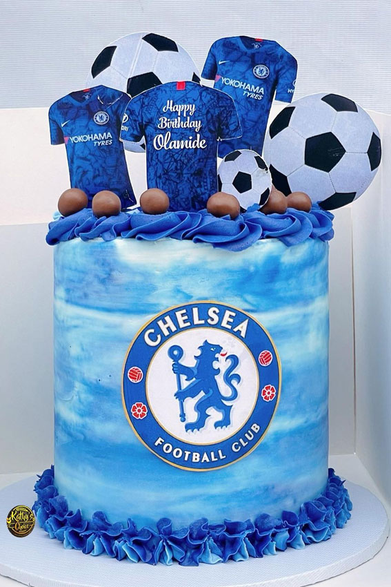 45 Awesome Football Birthday Cake Ideas : Blue Chelsea Cake